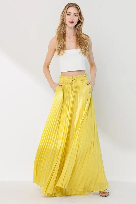 Fran Pleated Wide Leg Dress Pants - Freesia Gold