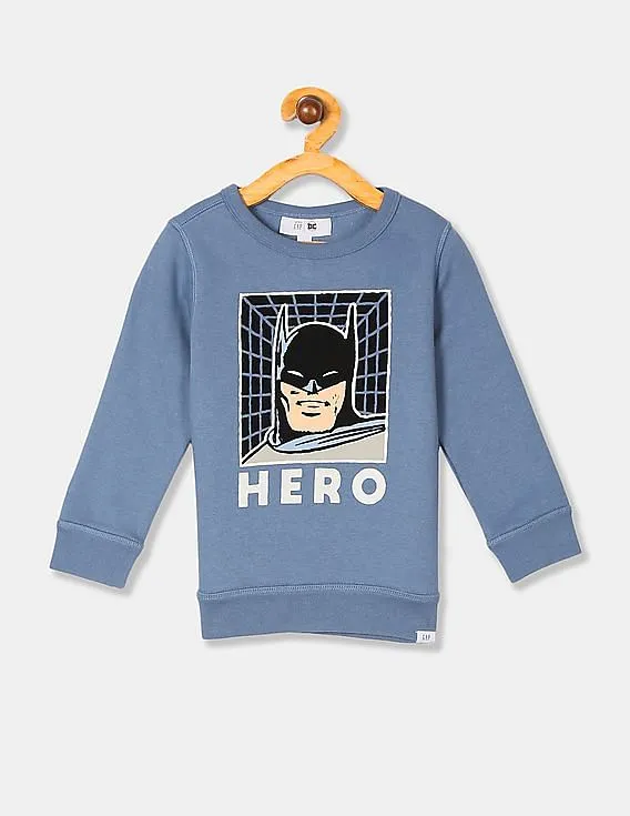 GAP Toddler Boy Blue Batman Print Crew Neck Sweatshirt