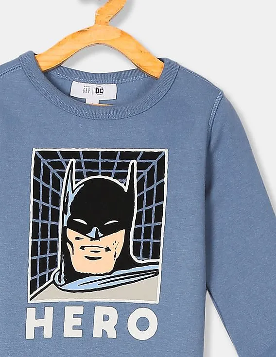 GAP Toddler Boy Blue Batman Print Crew Neck Sweatshirt