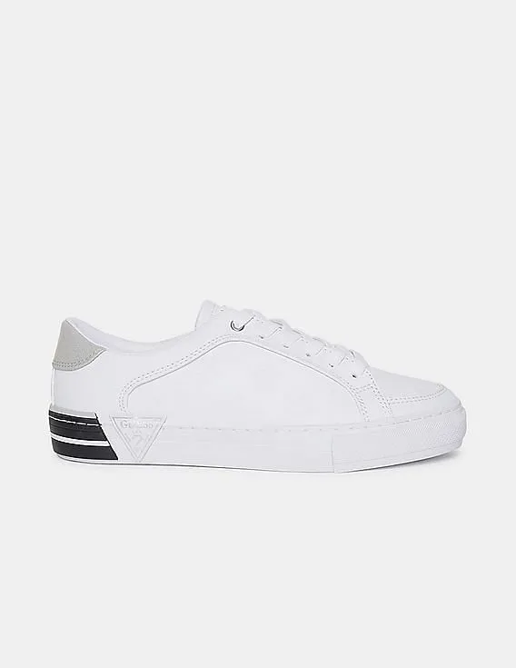 GUESS Women White Debossed Low Top Gransin Sneakers