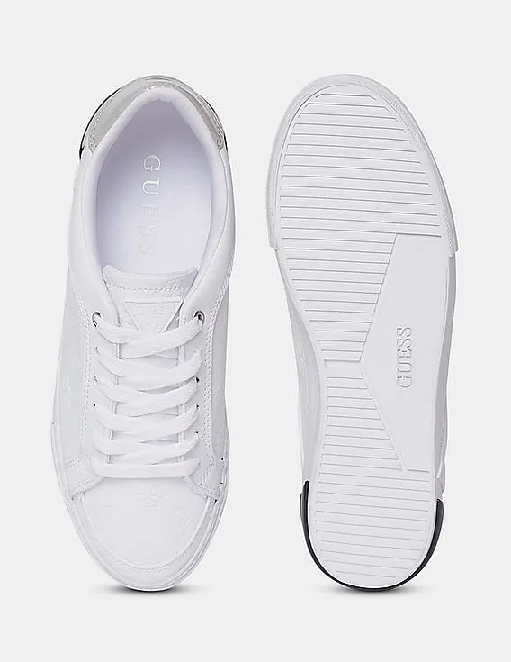 GUESS Women White Debossed Low Top Gransin Sneakers