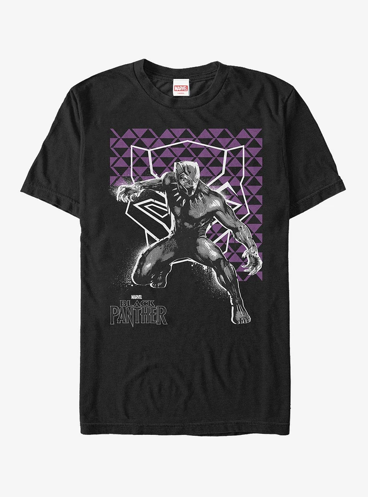 Hot Topic Marvel Black Panther Purple Geometric Pattern T-Shirt