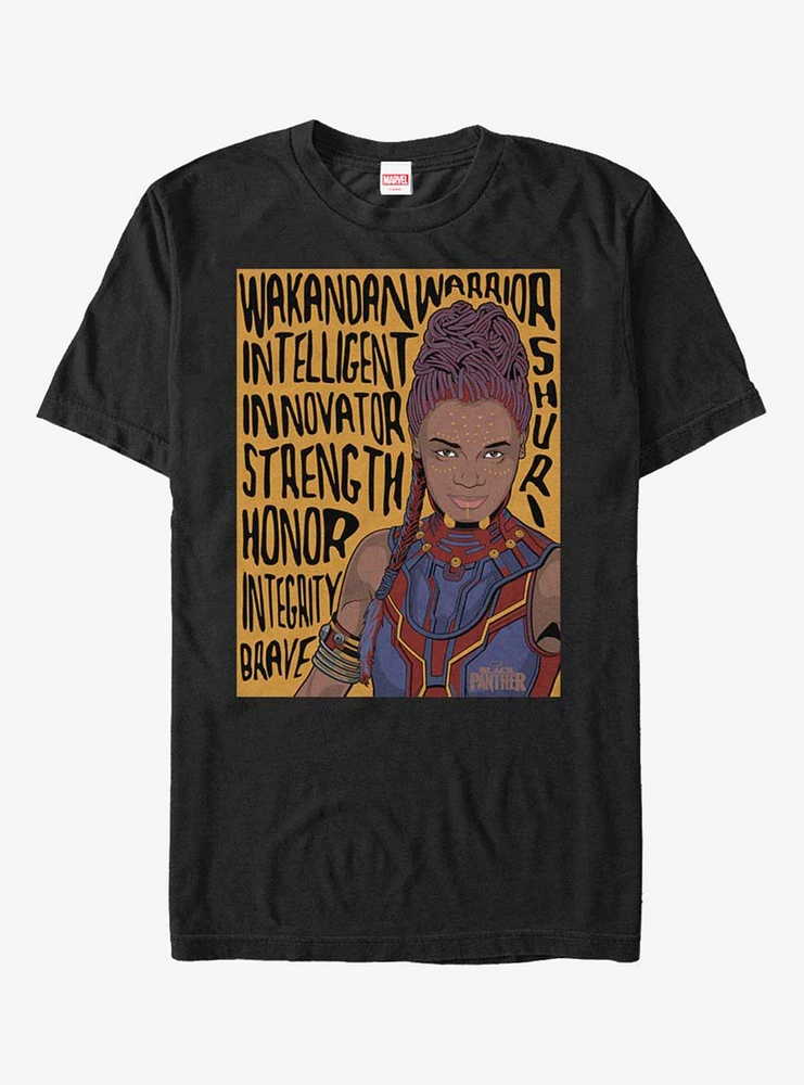 Hot Topic Marvel Black Panther Shuri Verbiage T-Shirt