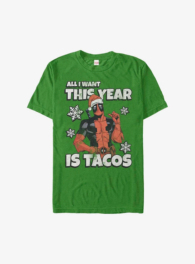 Hot Topic Marvel Deadpool All I Want Is Tacos Holiday T-Shirt