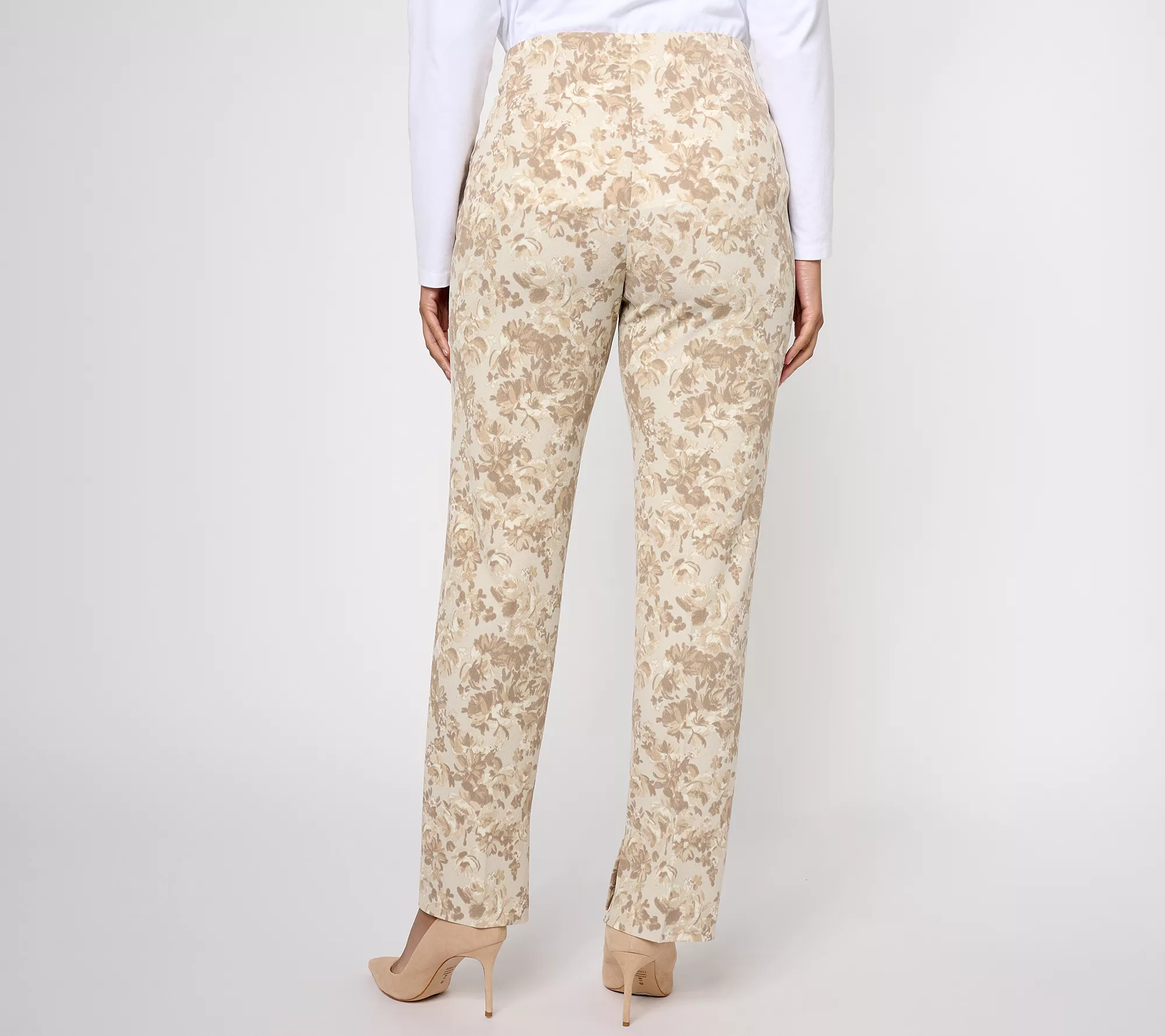 Isaac Mizrahi Live! Petite Printed Pebble Knit Straight Leg Pants