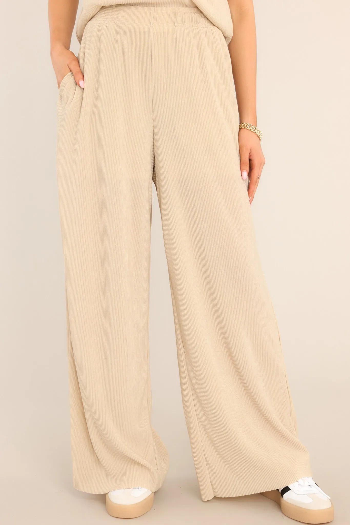 It's Your Life Natural Ribbed Wide Leg Pants