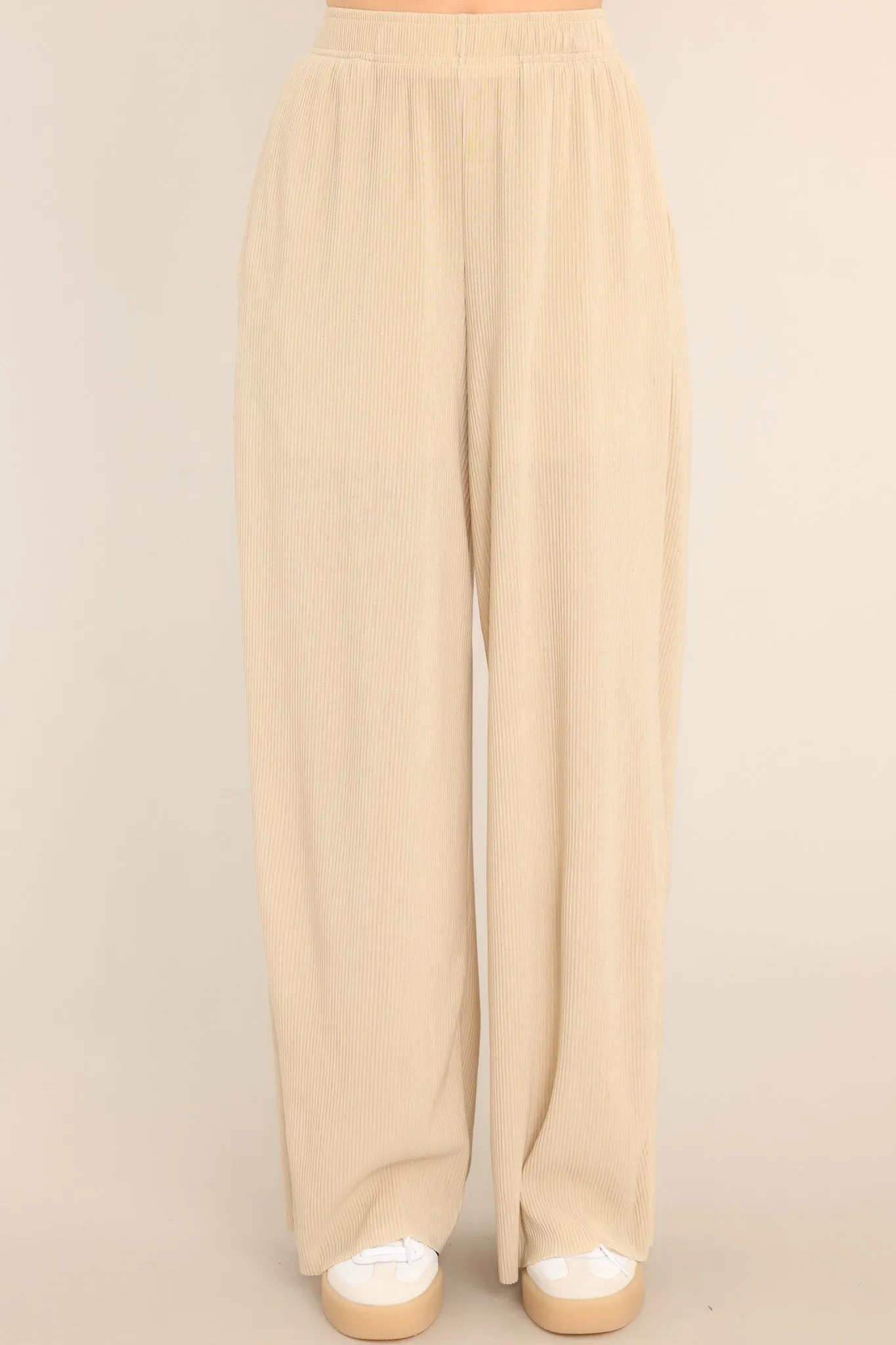 It's Your Life Natural Ribbed Wide Leg Pants