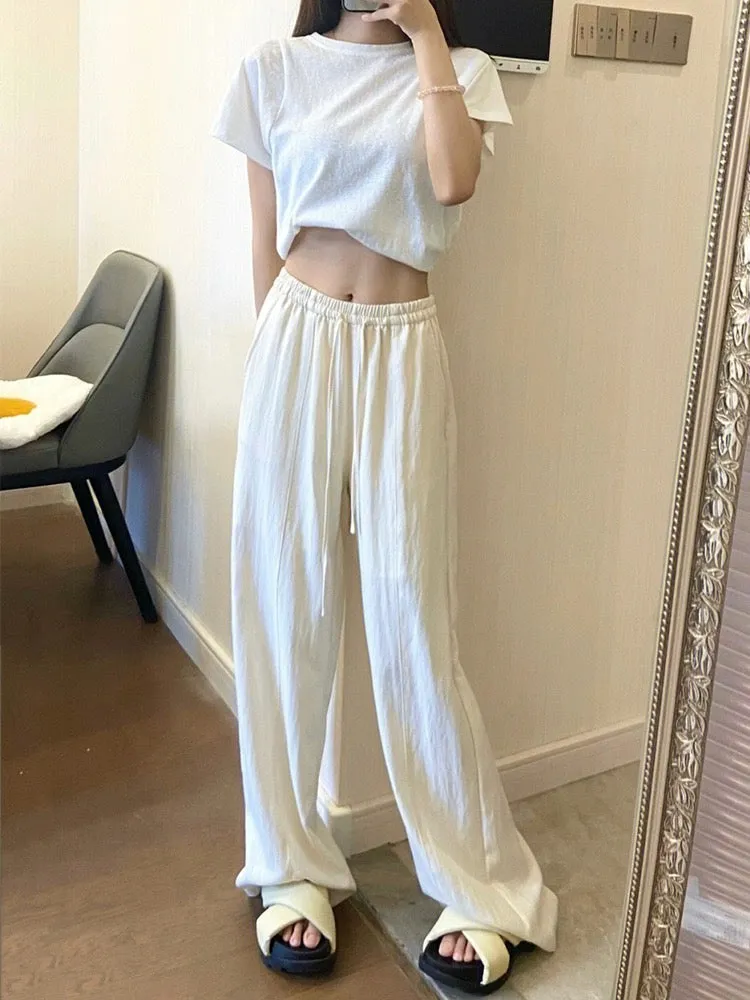 Jade Closet's reserved style recommendation ~ the annual hot style high-waist slim and drapey casual cotton and linen wide-leg p