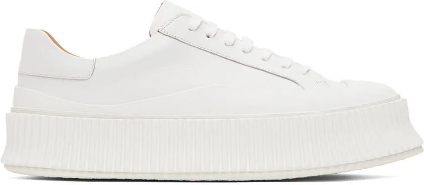 Jil Sander Green Canvas Platform Sneakers