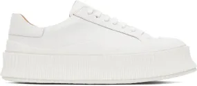 Jil Sander Green Canvas Platform Sneakers