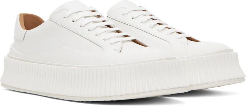 Jil Sander Green Canvas Platform Sneakers