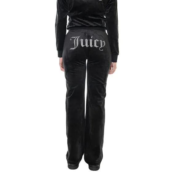 JUICY COUTURE Womens Del Ray Diamante Warm Black Leg Pants