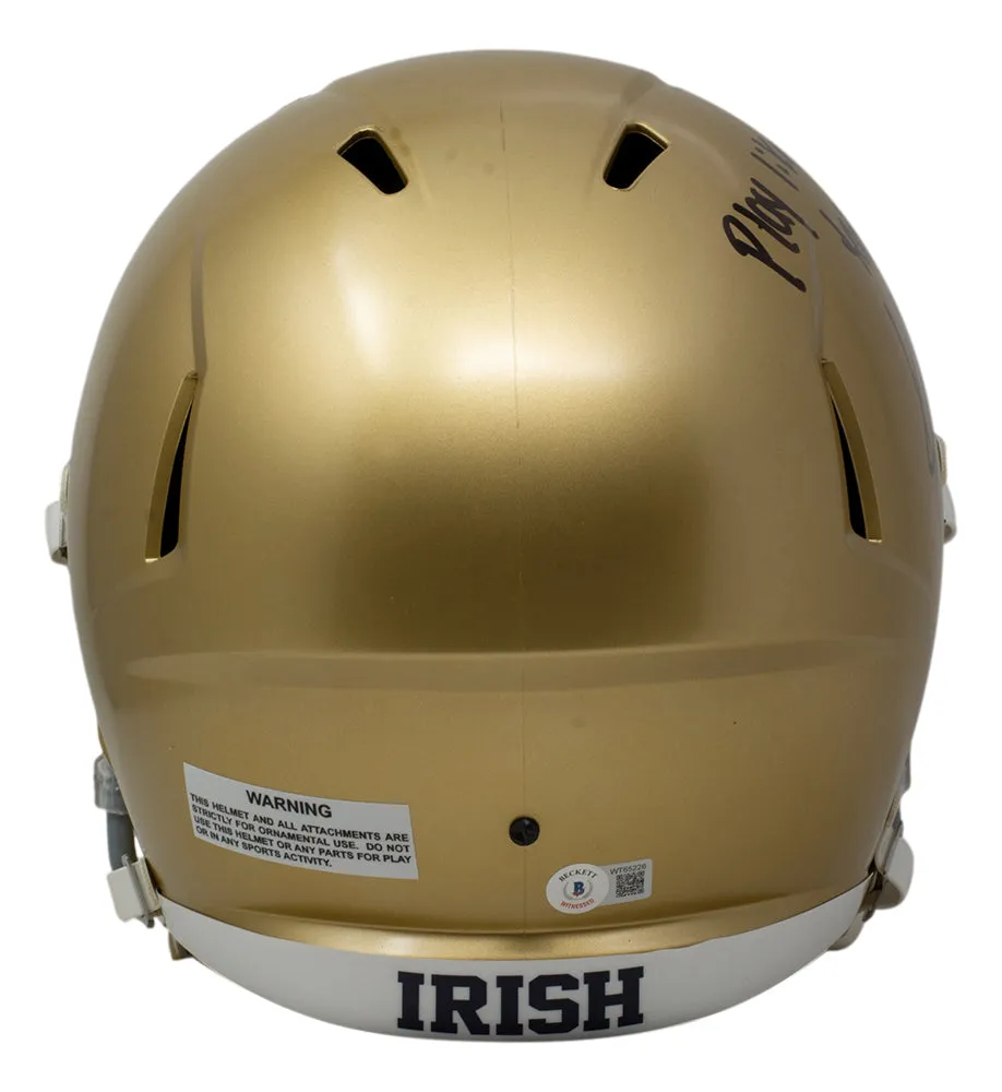 Kyren Williams Signed Notre Dame Fighting Irish Full-Size Riddell Speed Helmet Inscribed Play Like A Champion Today!