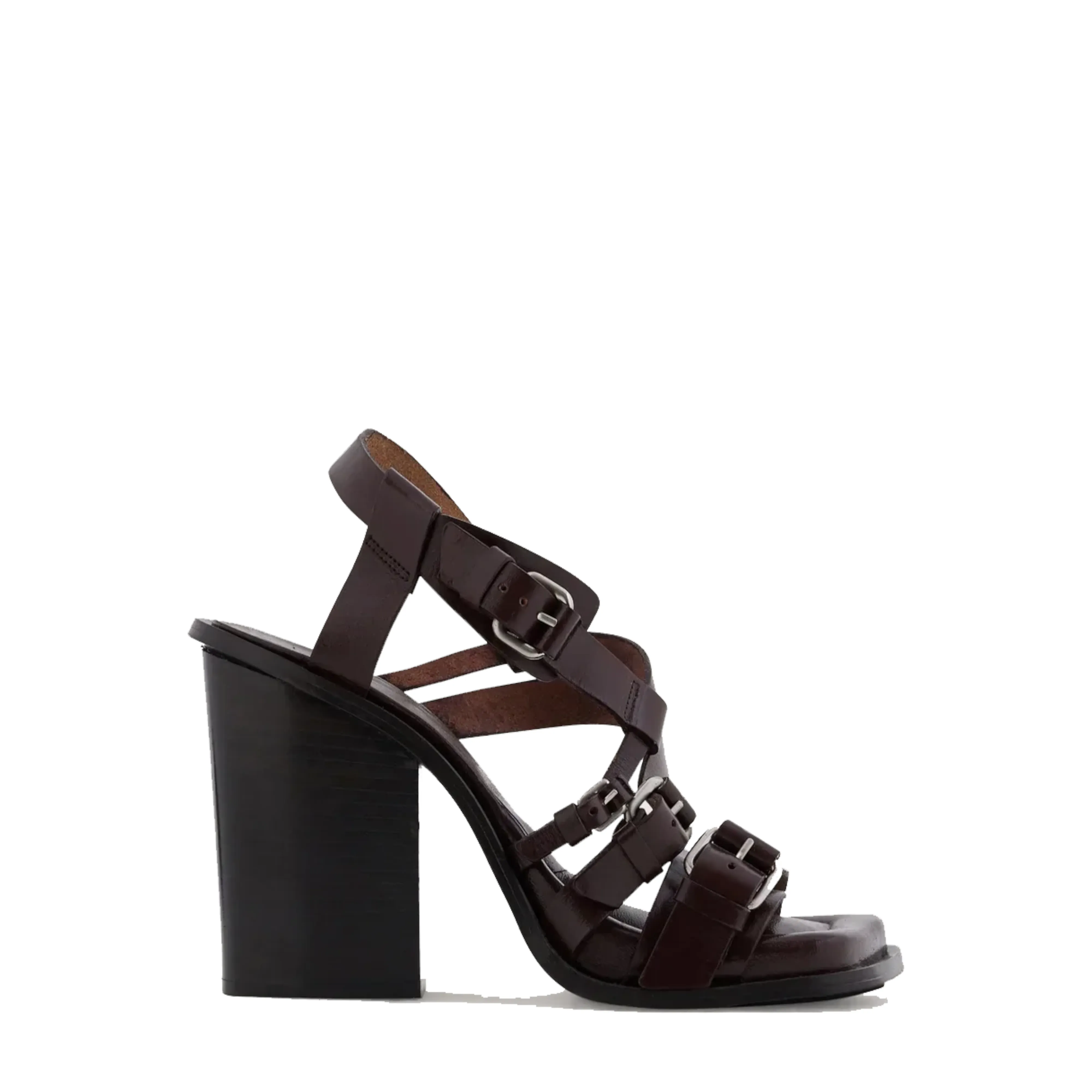 LEMAIRE  Women's Square Heeled Sandals Chocolate Fondant 