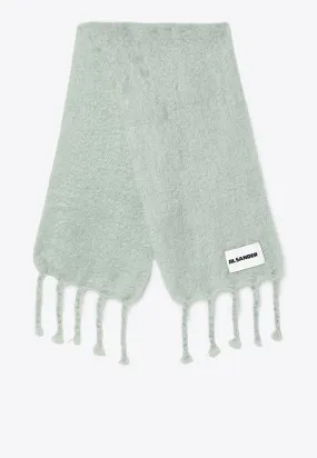 Logo-Patch Fringed Mohair Scarf