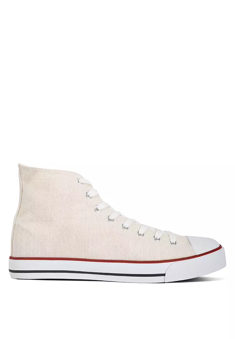 London Rag Off-White High Ankle Canvas Sneakers