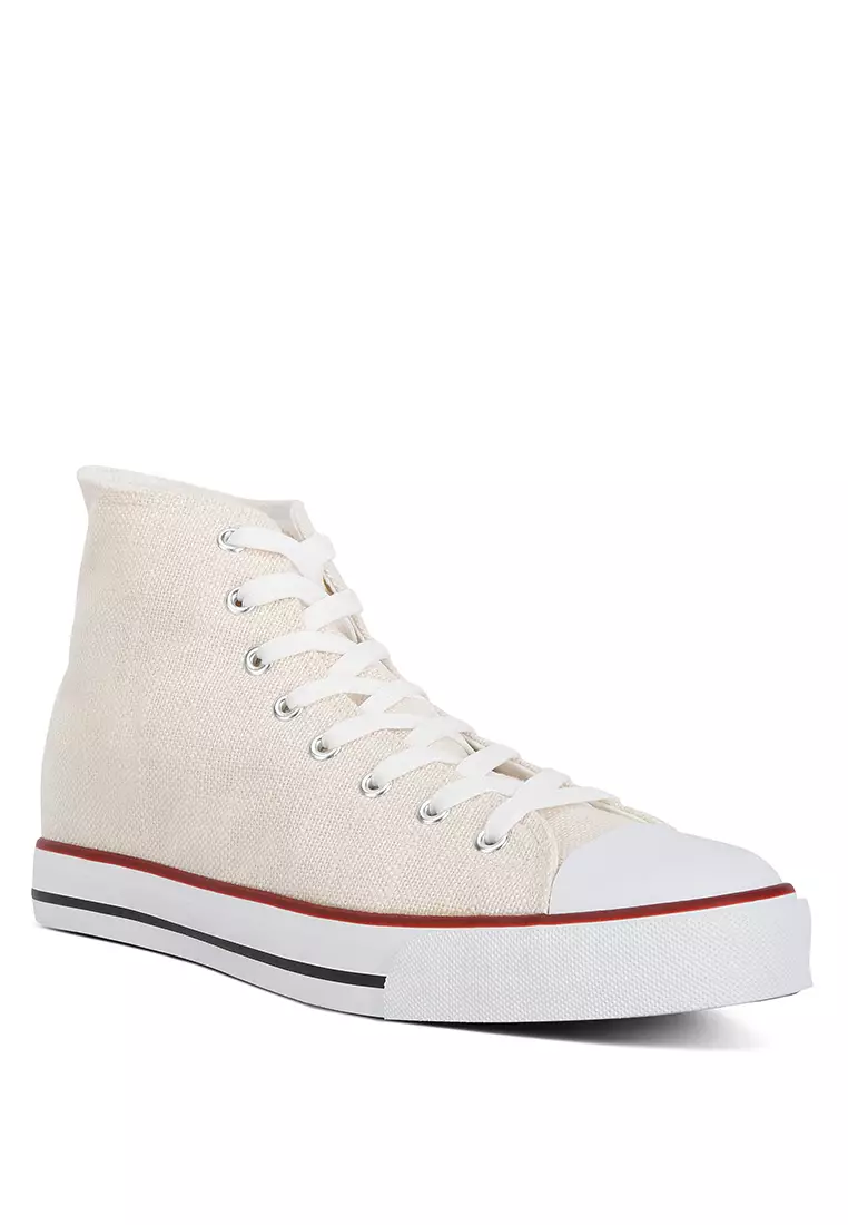 London Rag Off-White High Ankle Canvas Sneakers