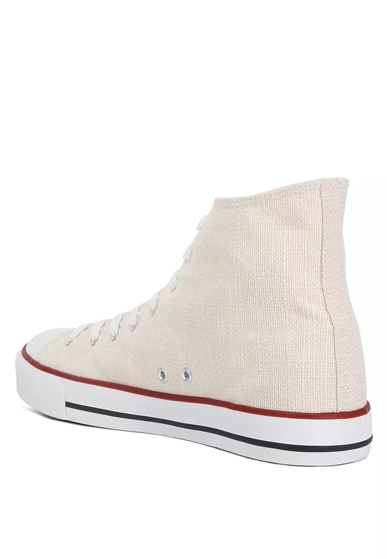 London Rag Off-White High Ankle Canvas Sneakers