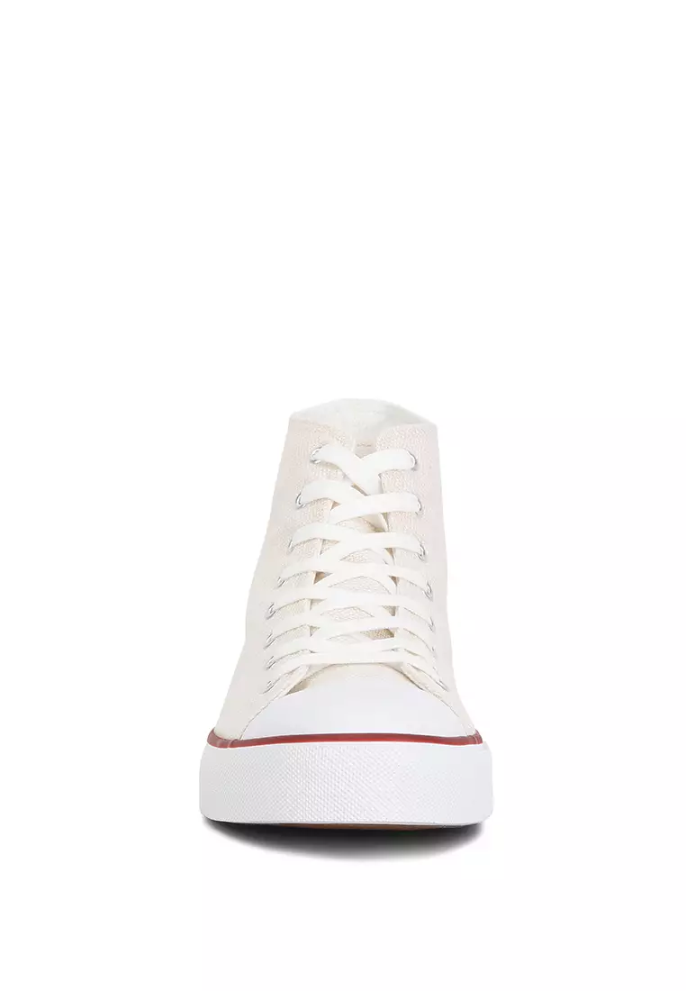 London Rag Off-White High Ankle Canvas Sneakers