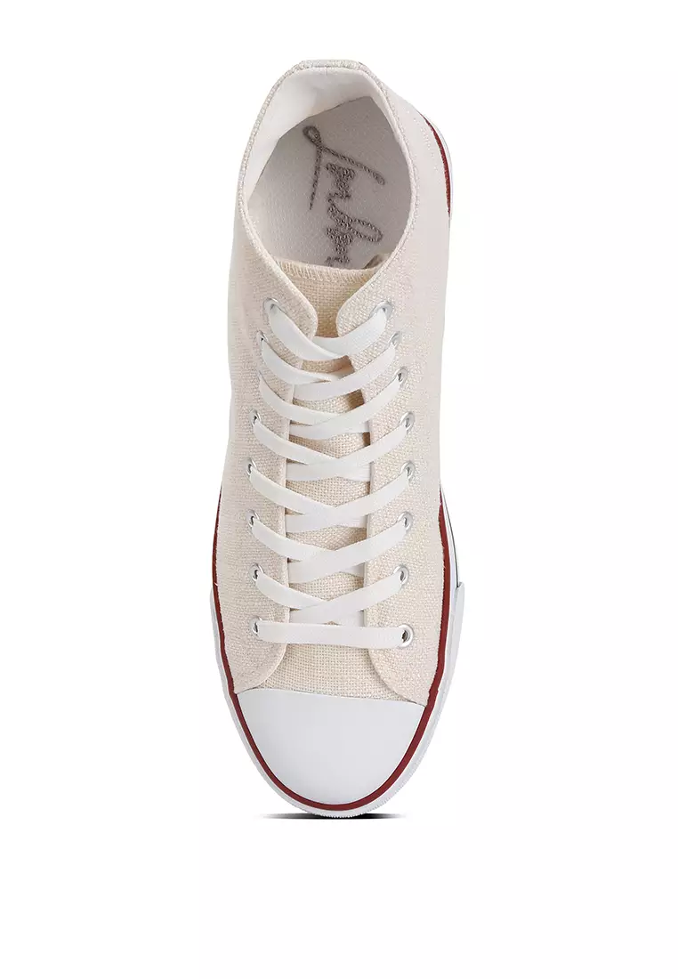 London Rag Off-White High Ankle Canvas Sneakers