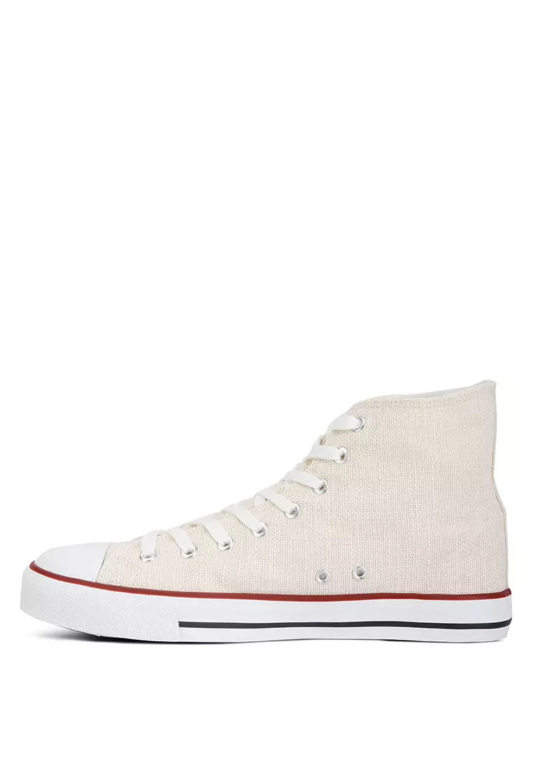 London Rag Off-White High Ankle Canvas Sneakers