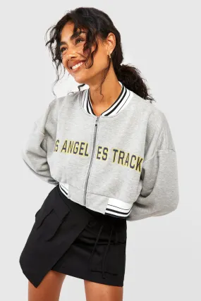 Los Angeles Crop Varsity Bomber Jacket