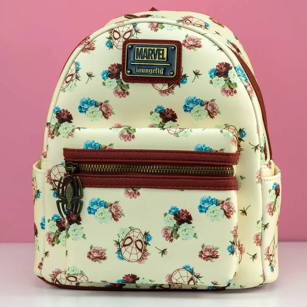 Loungefly x Marvel Spider-Man Floral Mini Backpack