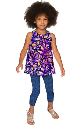 Make a Wish Emily Purple Print Sleeveless Fancy Top - Girls