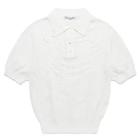 MESH KNIT POLO WHITE | Bodega