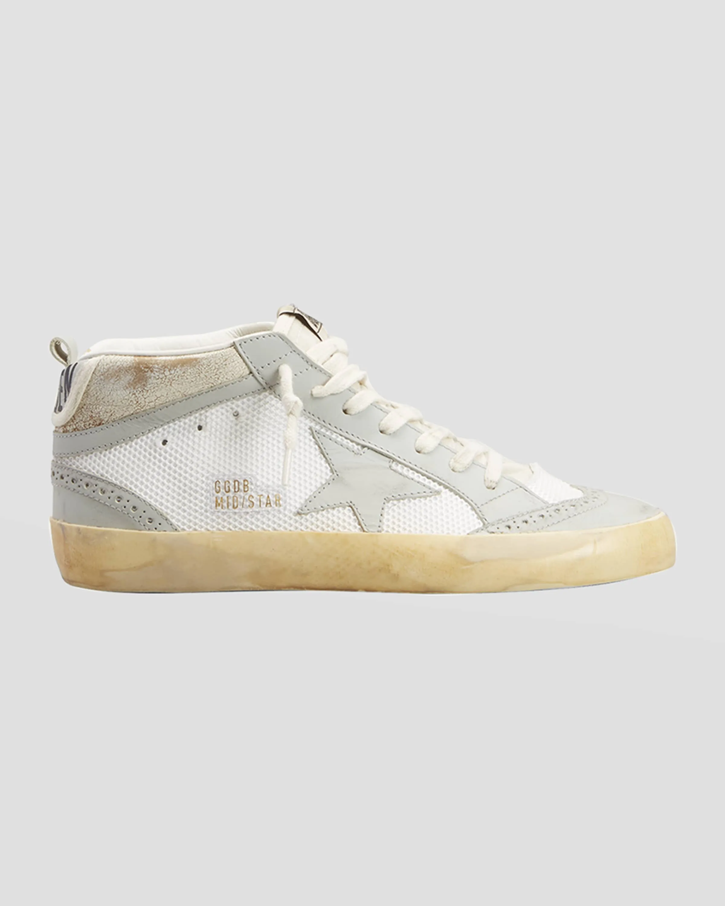 Mid Star Mixed Leather Net Sneakers