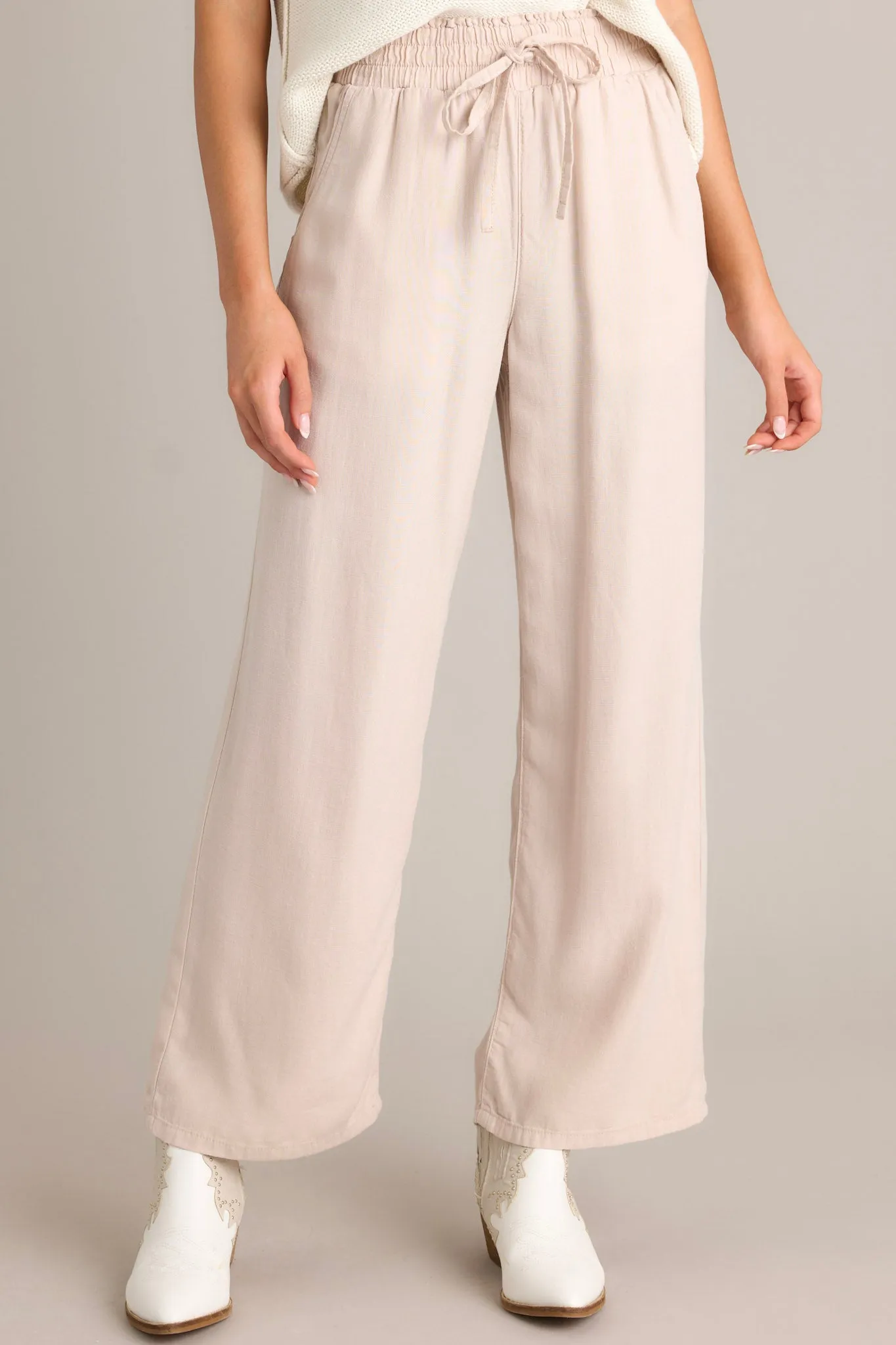 Midnight Comfort Beige Wide Leg Pants