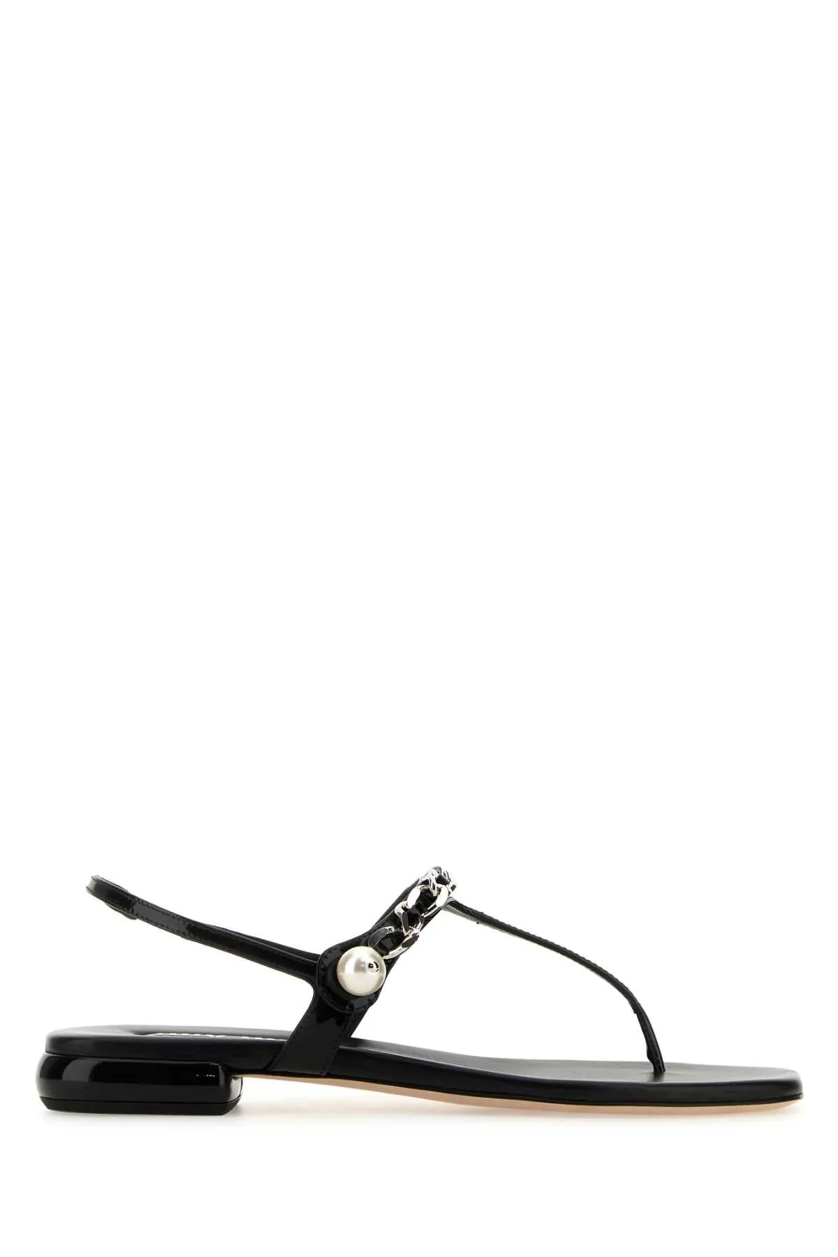 Miu Miu Black Leather Thong Sandals