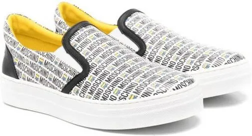 Moschino Kids all-over logo print sneakers White