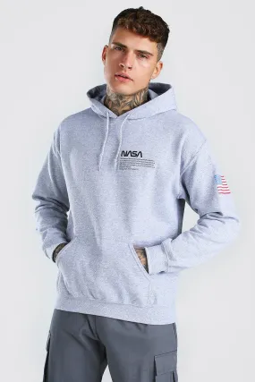 Nasa Chest And Sleeve Print Hoodie | boohooMAN UK