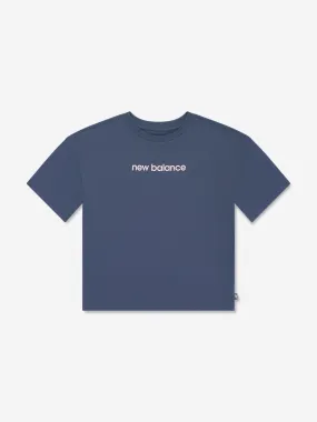 New Balance Girls Selfie Graphic T-Shirt in Blue