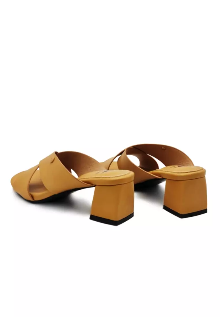 POLO HILL POLO HILL Ladies Open Rounded Toe Cross Band Heels