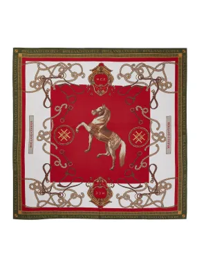 Regal Horse Silk Scarf (Racing Green Heritage Red)