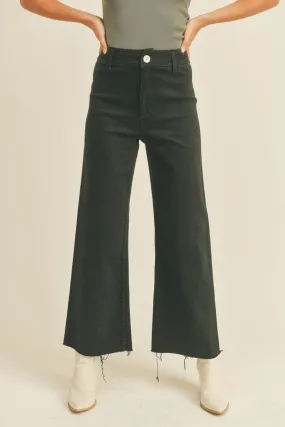 Selma Straight Wide Leg Denim Pants - Fade Black