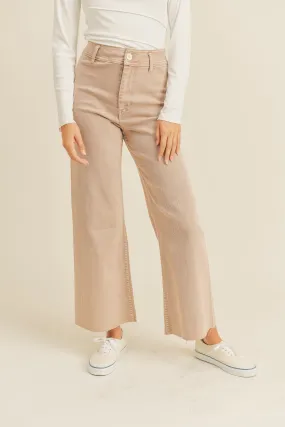 Selma Straight Wide Leg Denim Pants - Mauve