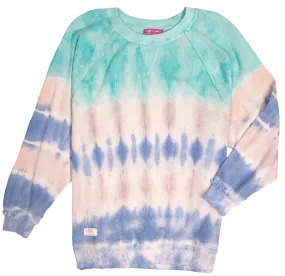 Simply Southern Waves Tiedye Pullover Waffle Crew Sweatshirt