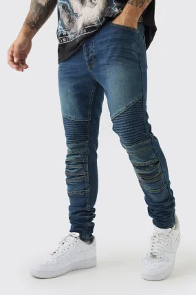 Skinny Biker Panel Jeans