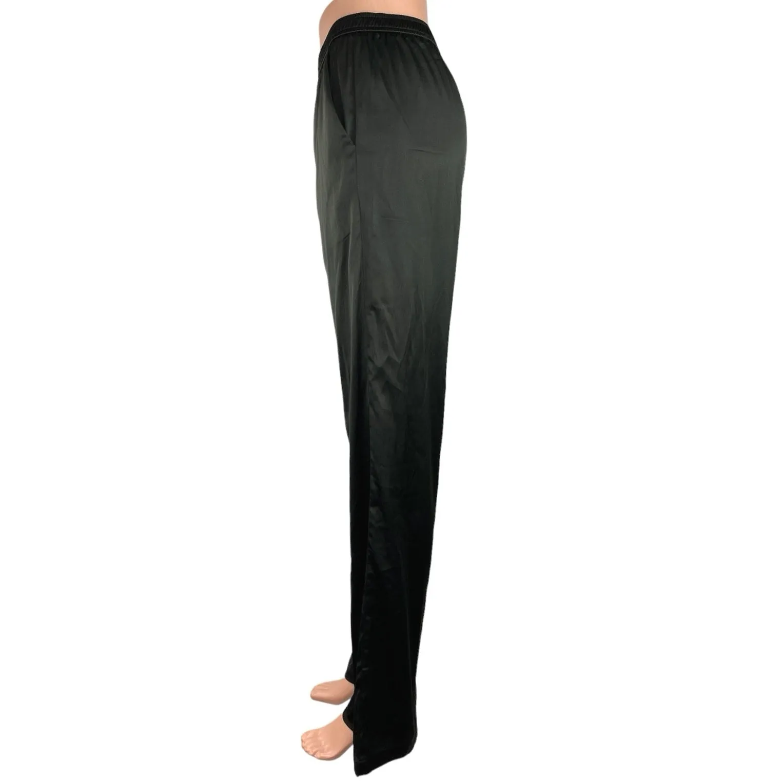 Sky To Moon Women's Black Mid Rise Straight Leg Elastic Waist Trouser Pants Sz S