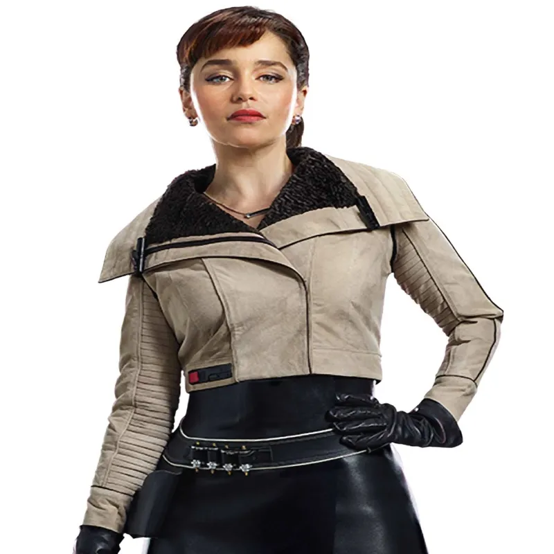 Solo Star Wars A Story Lapel Collar Style Cropped Leather Jacket