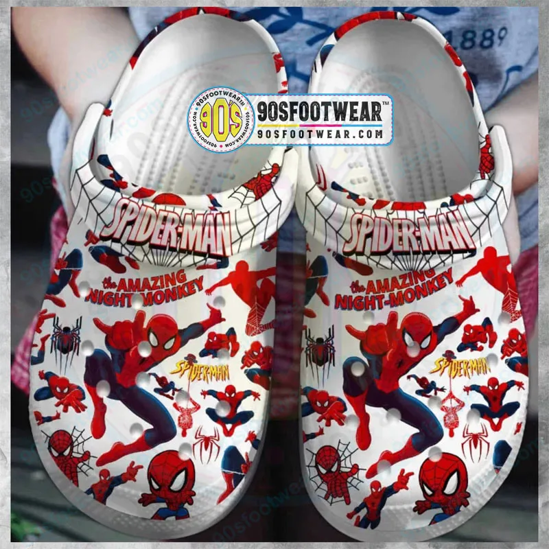 Spiderman Crocs with Amazing Night Monkey Spider-Man Marvel Superhero Clog for Fan