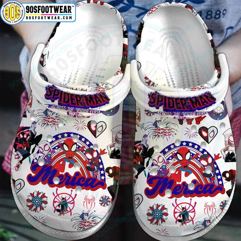 Spiderman Crocs with Spider-Man Across Spider-Verse 4th of July Pattern Marvel Superhero Clog for Fan