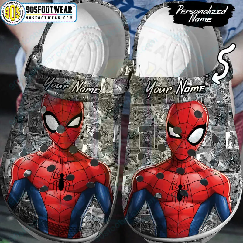 Spiderman Crocs with Spider-Man Comic Pattern Marvel Superhero Clog for Fan