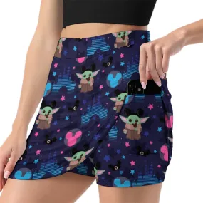 Star Wars Baby Yoda Castles Athletic A-Line Skirt With Pocket