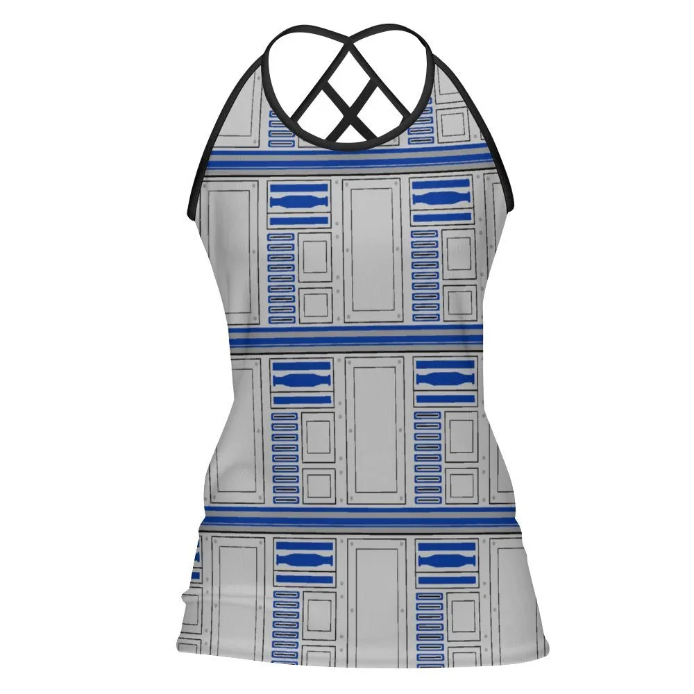 Star Wars R2-D2 Beep Bloop Women's Criss-Cross Open Back Tank Top