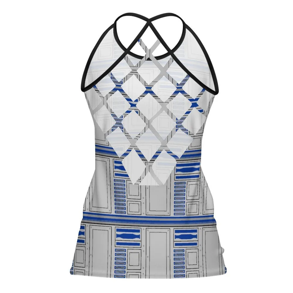 Star Wars R2-D2 Beep Bloop Women's Criss-Cross Open Back Tank Top