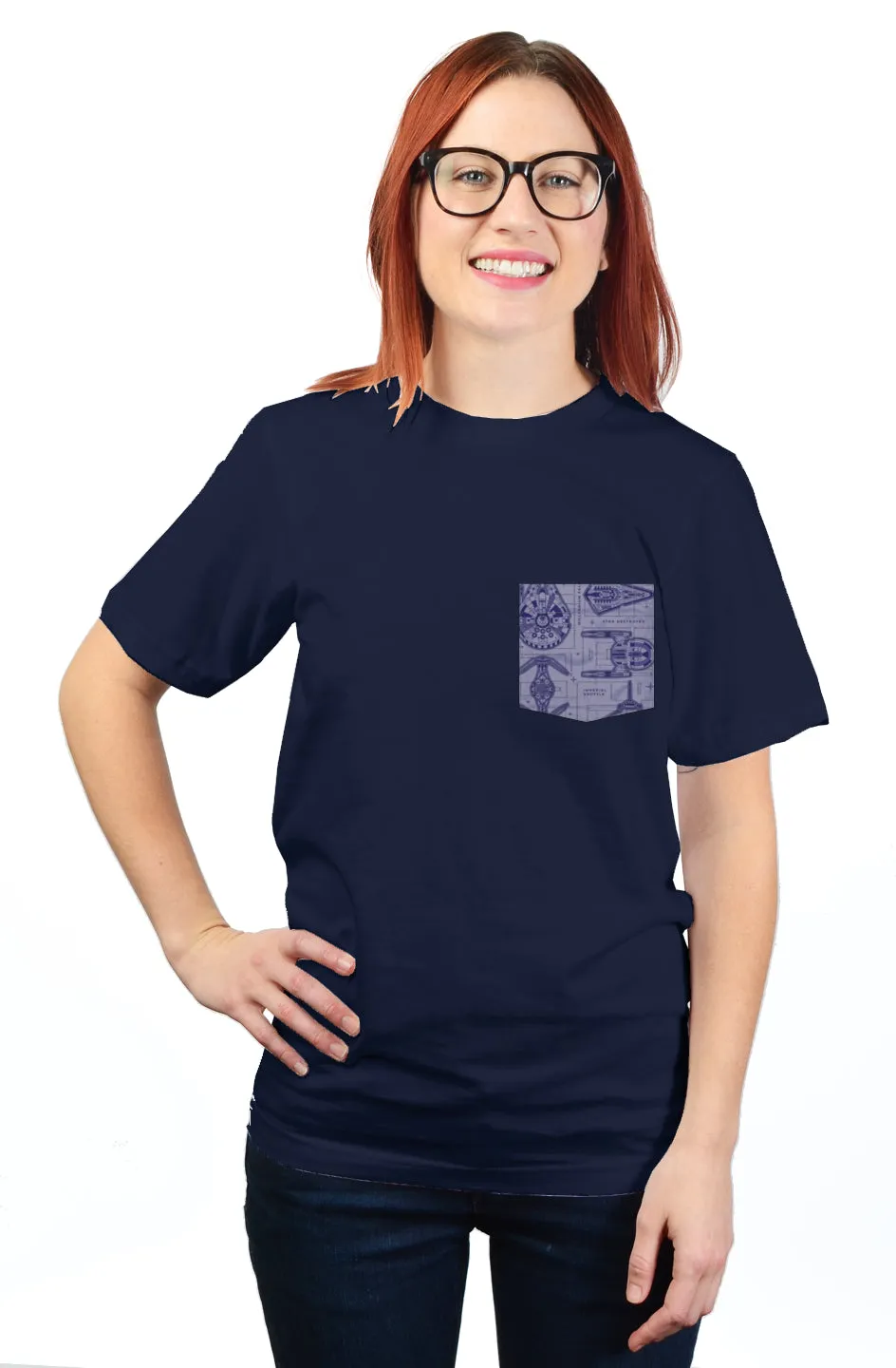 Star Wars Ship Blue Print Pocket Tee